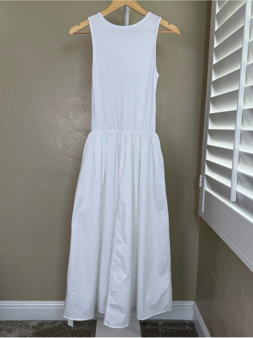 Commense White Sleeveless Cotton Blend Midi Dress Pockets NWT XS - Picture 6 of 10